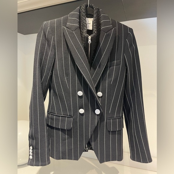 $698 Veronica Beard Blazer Apollo Double Breasted Striped Dickey Jacket sz 6 - Picture 2 of 16